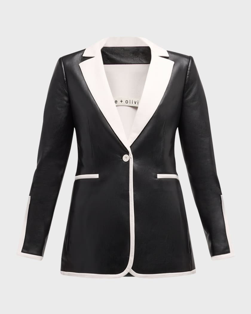 Leather trim blazer hot sale