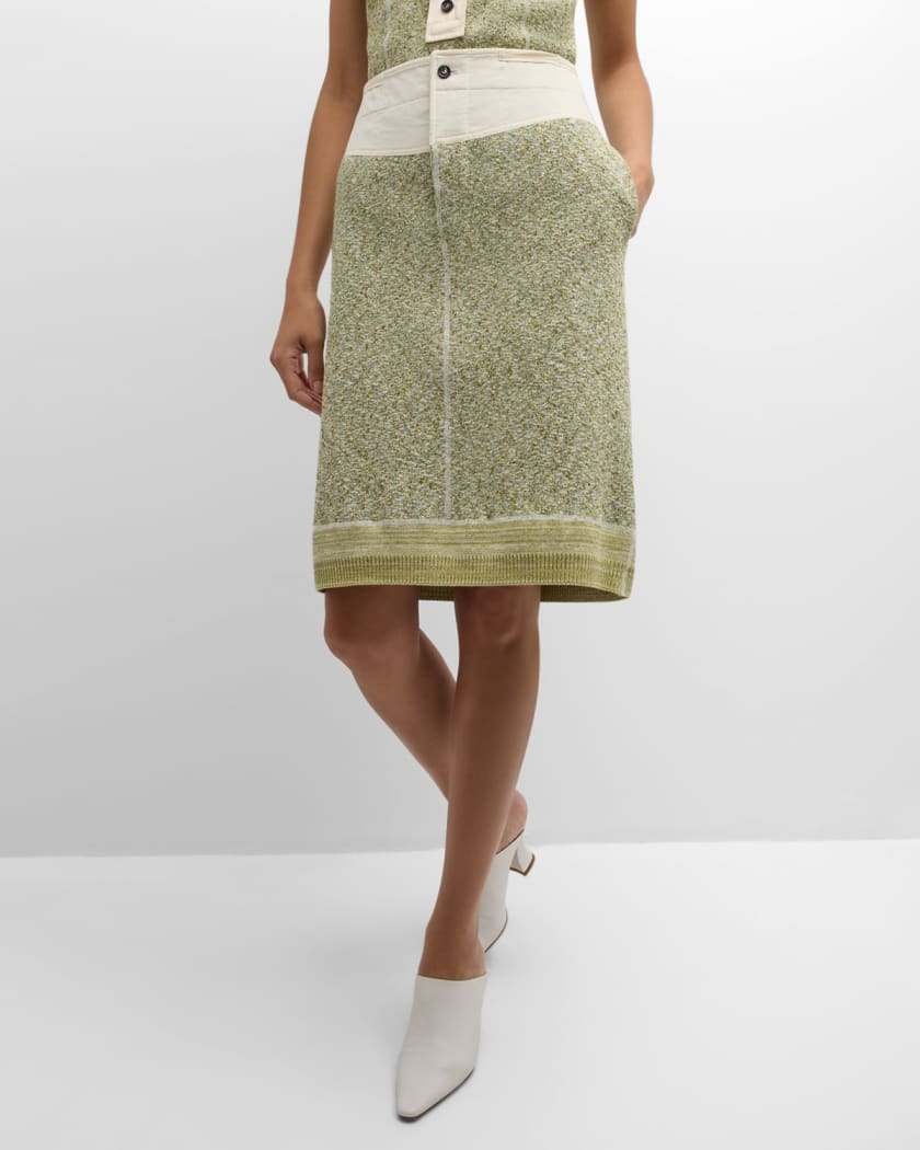 Bottega Veneta Knotted Mouline Cotton Jersey Midi Skirt