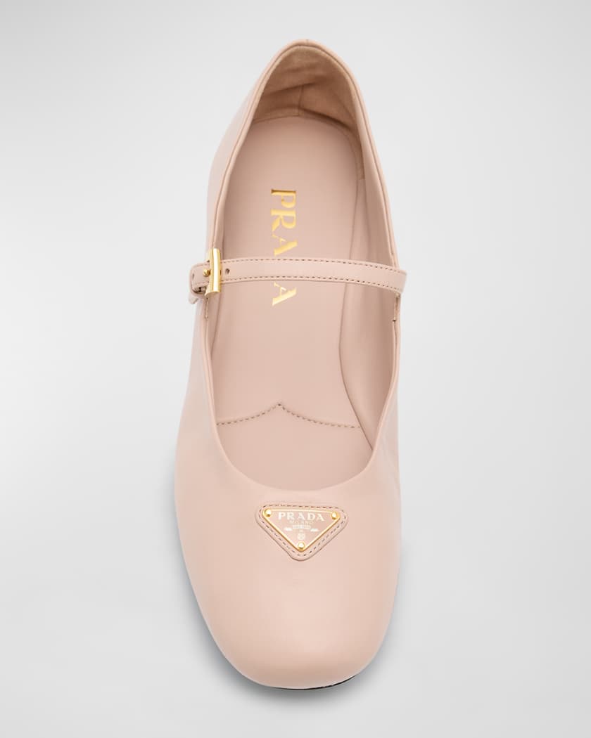 Lambskin Triangle Mary Jane Ballerina Flats