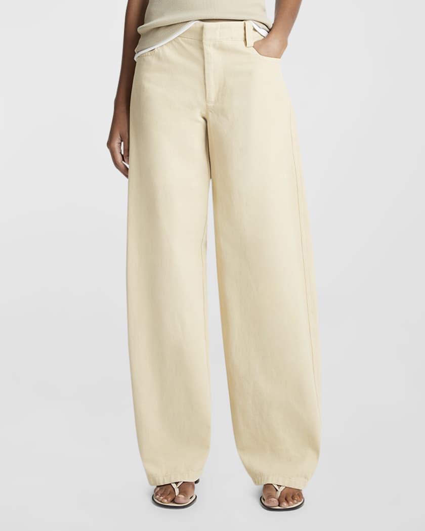 Vince Washed Twill Wide Leg Pants Neiman Marcus