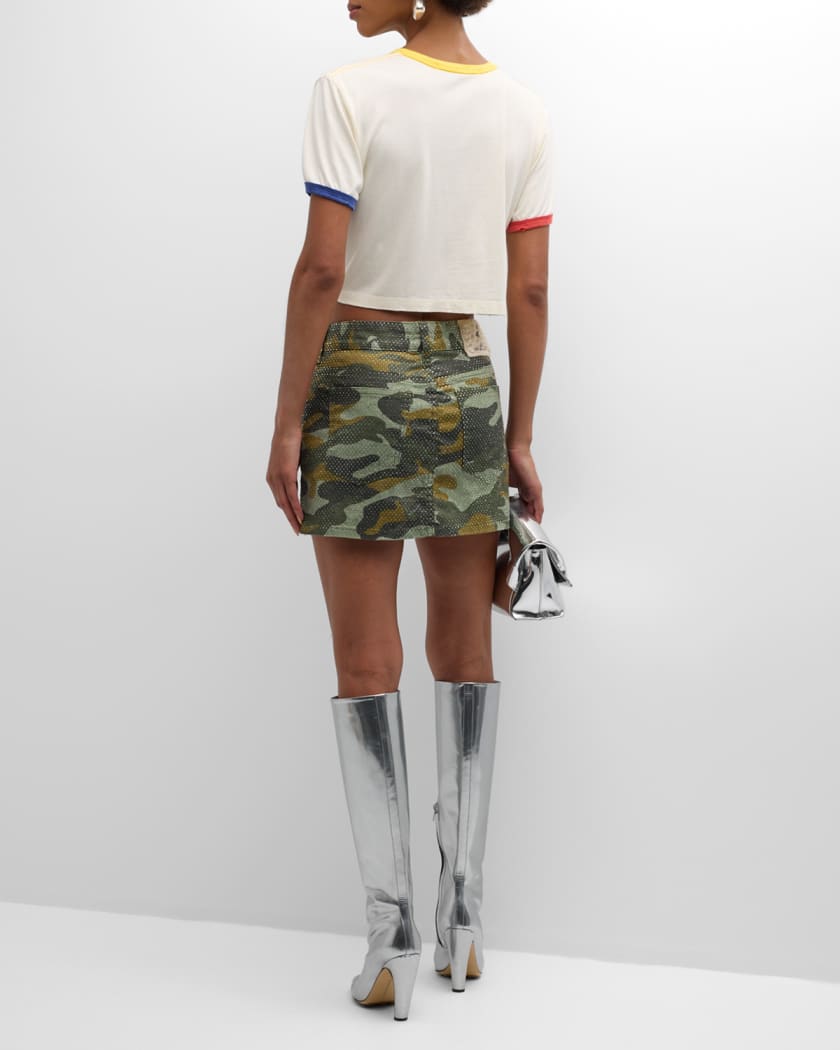 Penelope Crystal Camo Mini Skirt