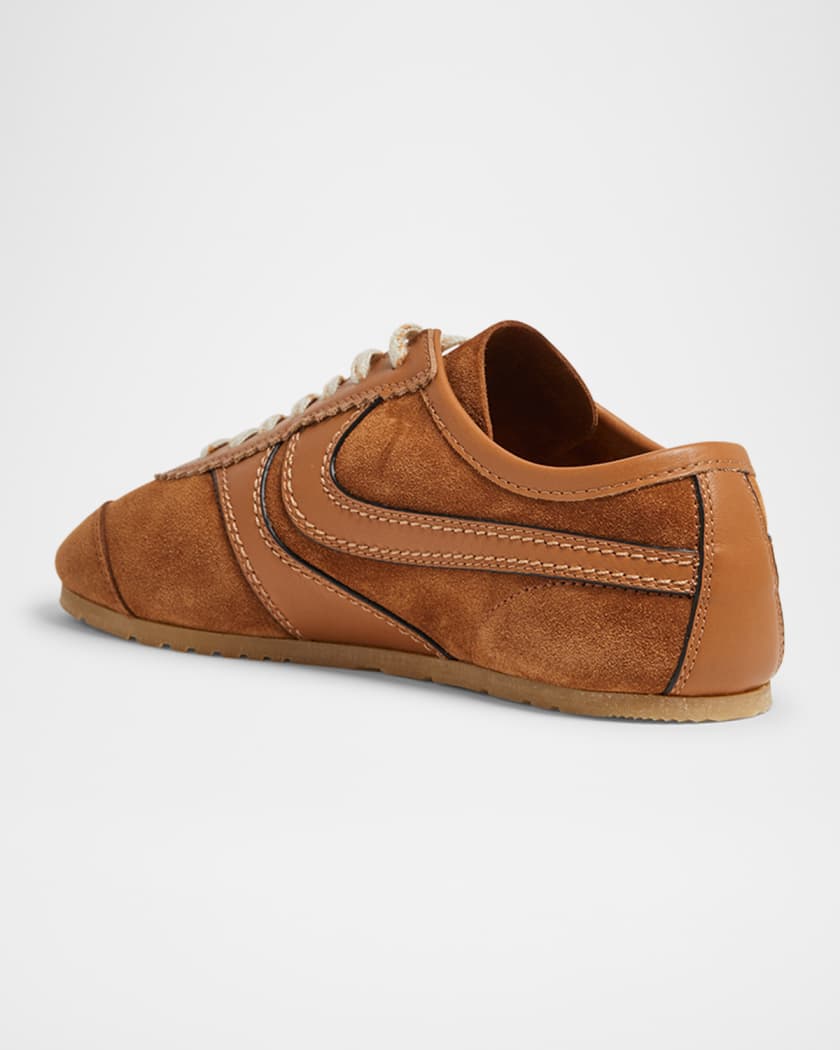 Mixed Leather Retro Runner Sneakers