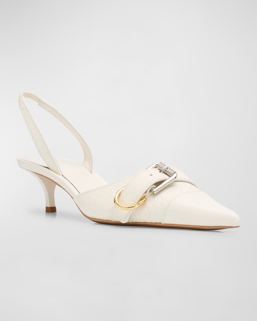 Voyou Leather Buckle Slingback Pumps