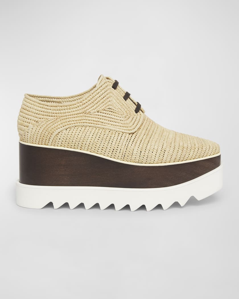 Stella McCartney Elyse Raffia Platform Sneaker Loafers Neiman Marcus