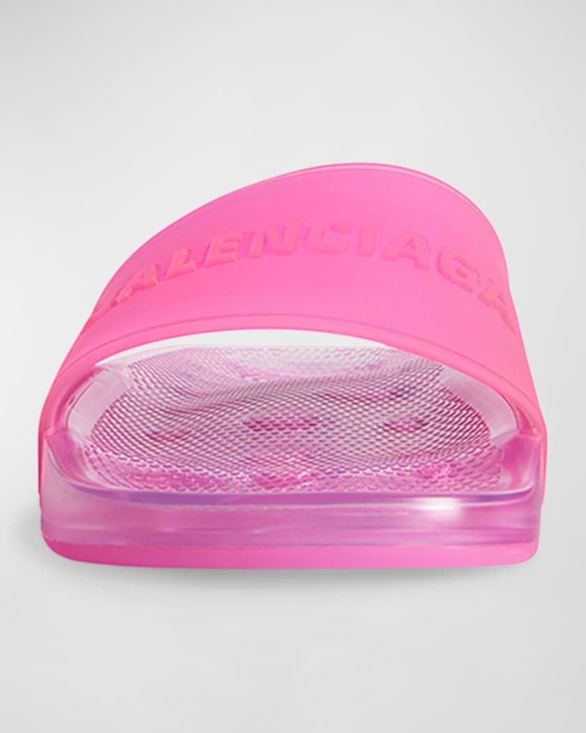 Transparent Logo Slide Pool Sandals