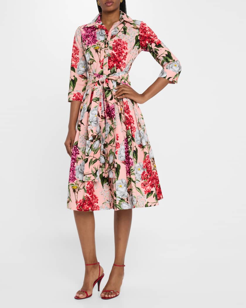Audrey 2 Pleated Stretch Cotton Midi Shirtdress