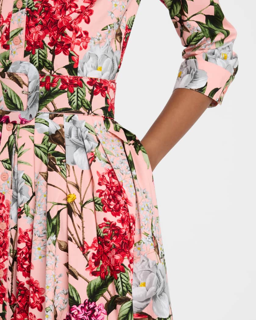 Audrey 2 Pleated Stretch Cotton Midi Shirtdress