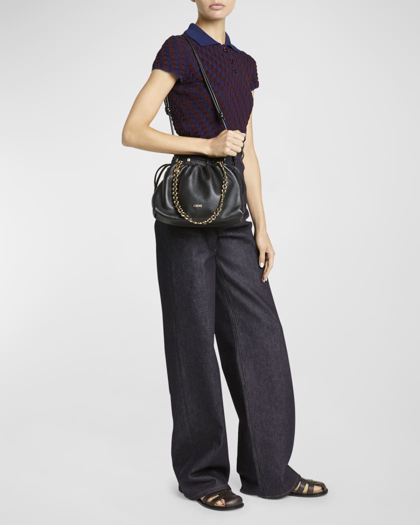 Flamenco Small Crossbody Bag in Napa Leather with Detachable Chain
