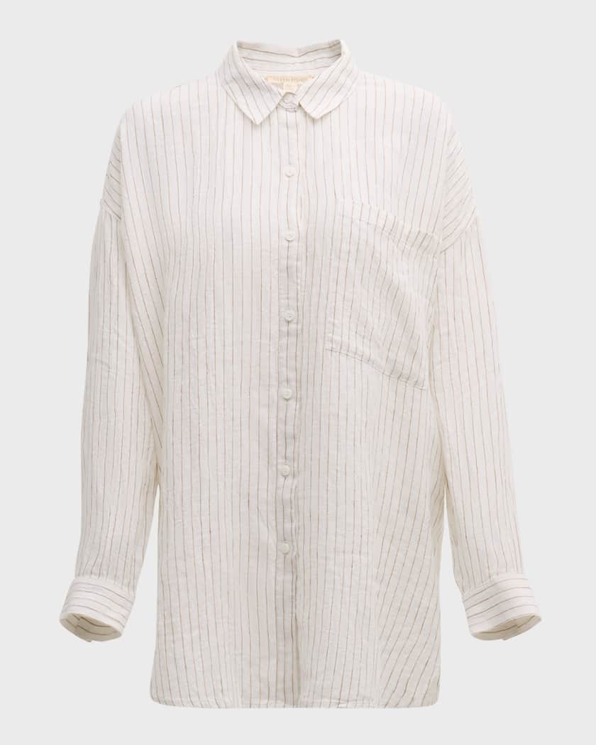 Eileen fisher striped linen top 2025