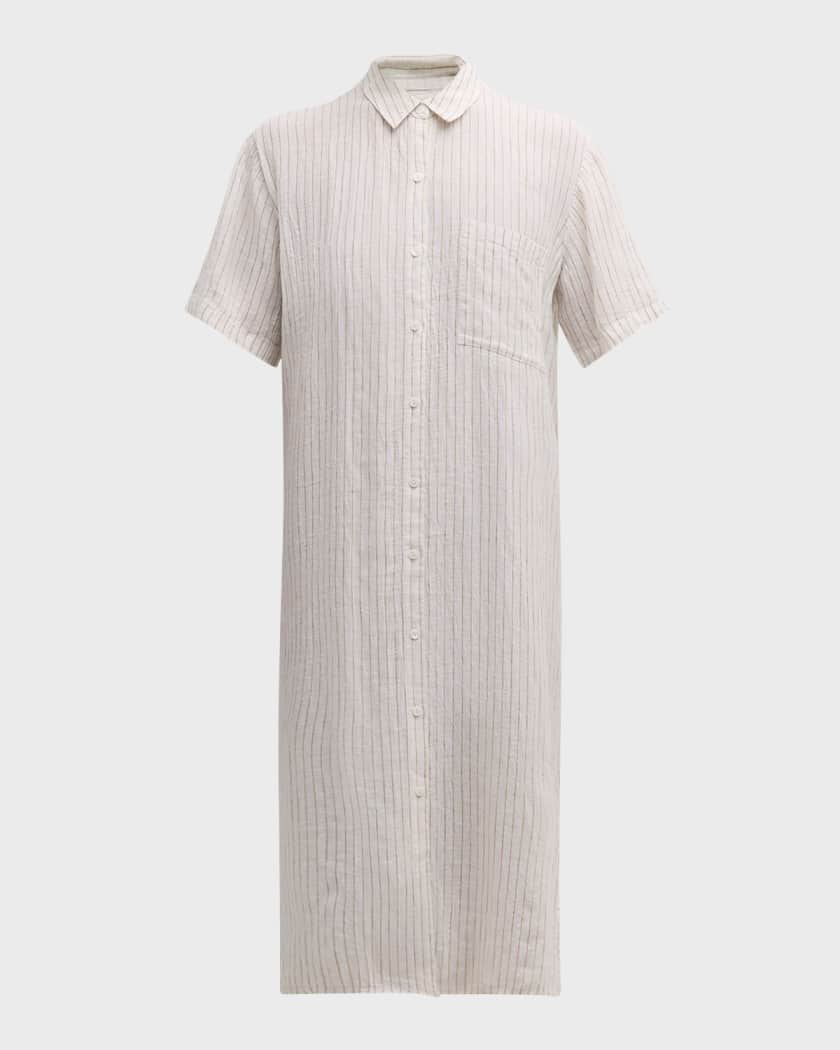 Eileen fisher organic linen striped cheap dress