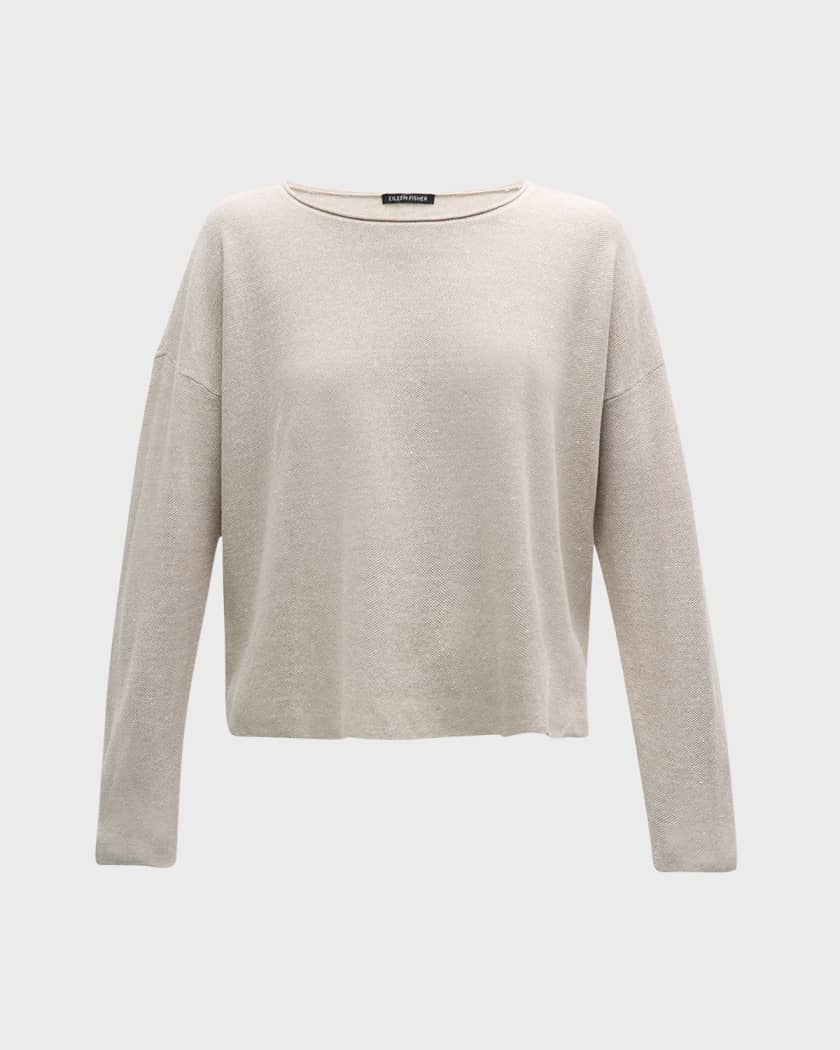 Eileen Fisher Scoop Neck Organic Linen Cotton Blouse Neiman Marcus