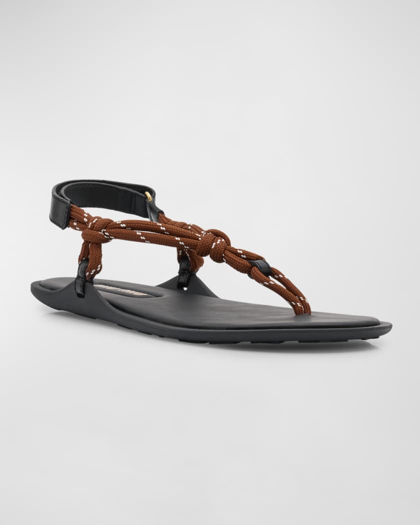 MiuMiu Riviere Cord And Leather Thong Sandals トングサンダル Miu Miu Riviere Cord and Leather Sandals | Saks Fifth Avenue