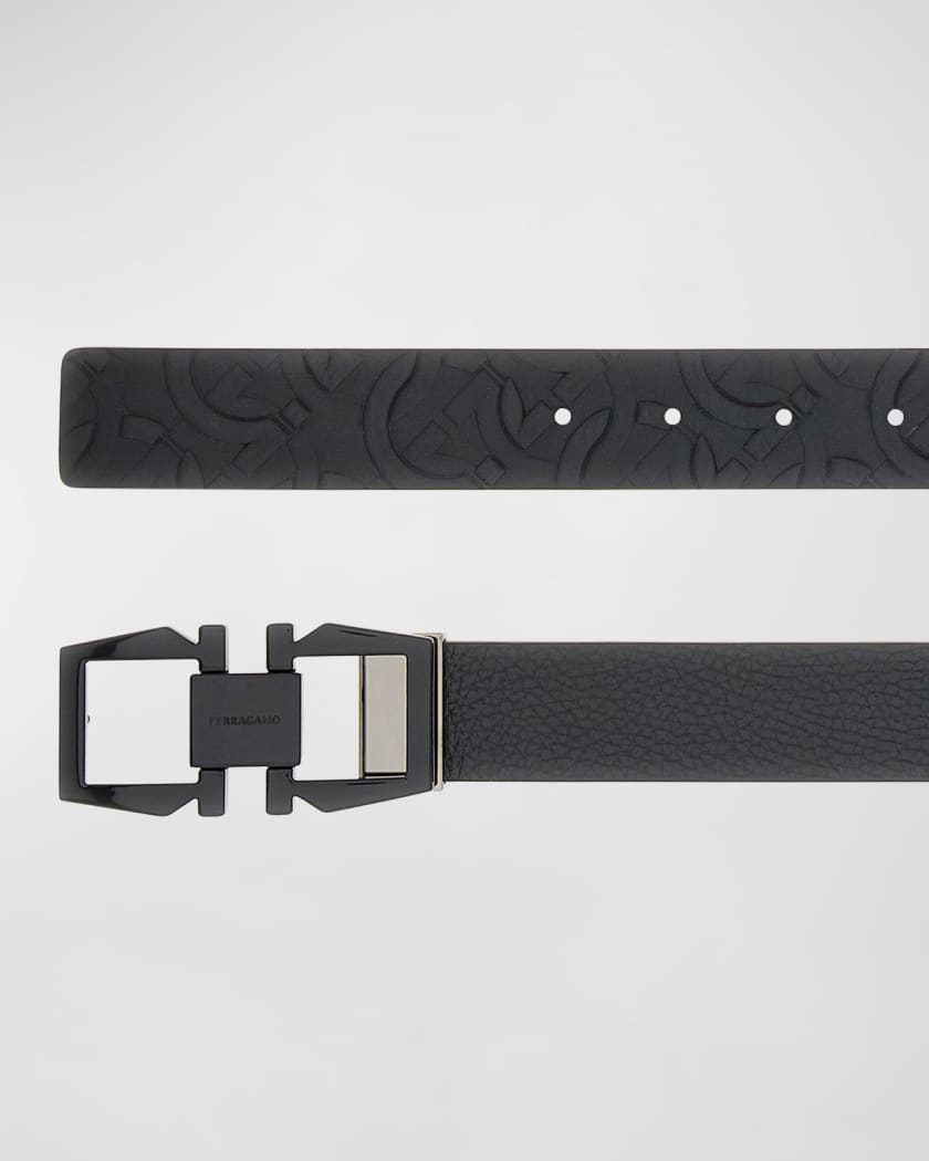 Men's Gancini-Embossed Reversible Leather Belt