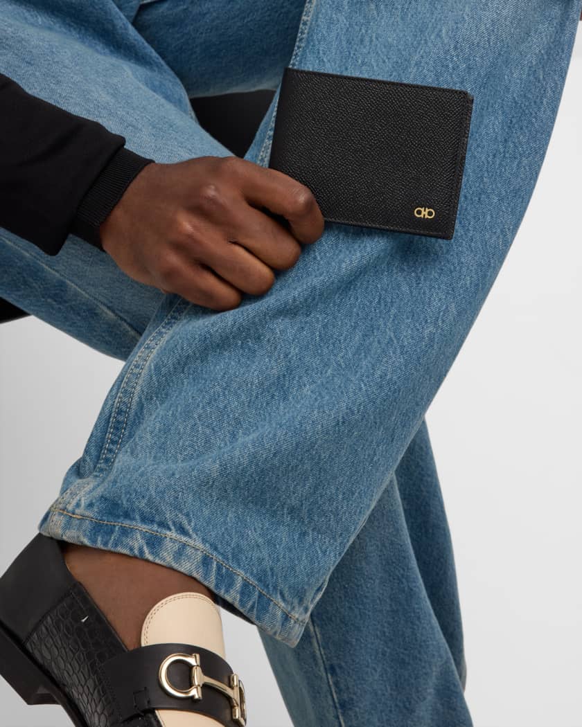 Men's Gancini Grained Leather Bifold Wallet 