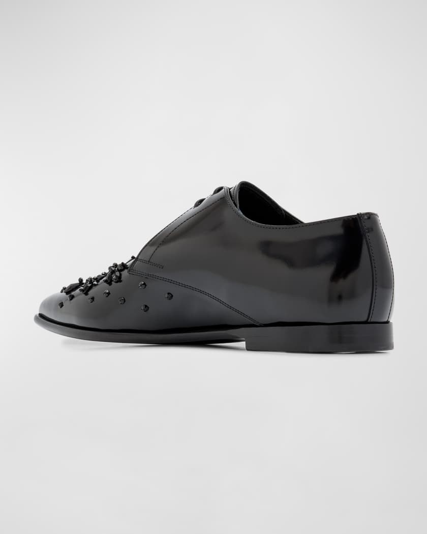 Men's Gemstone and Calfskin Point-Toe Derby Shoes