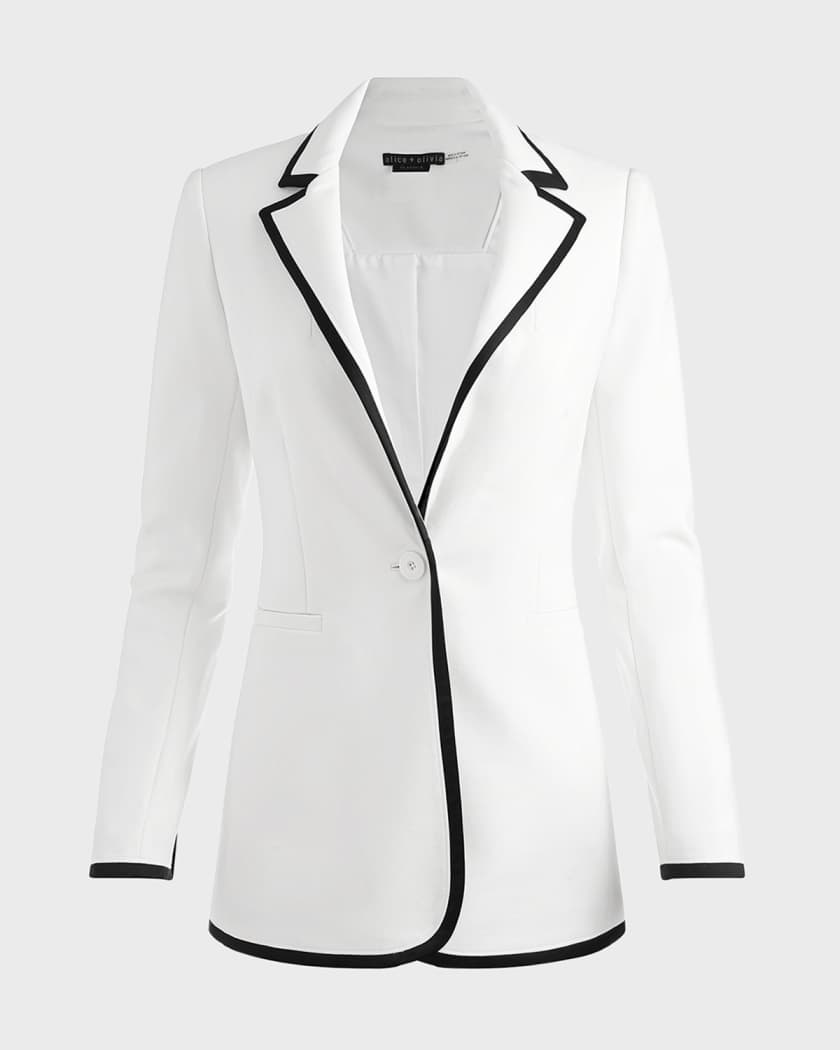 White blazer with black trim store