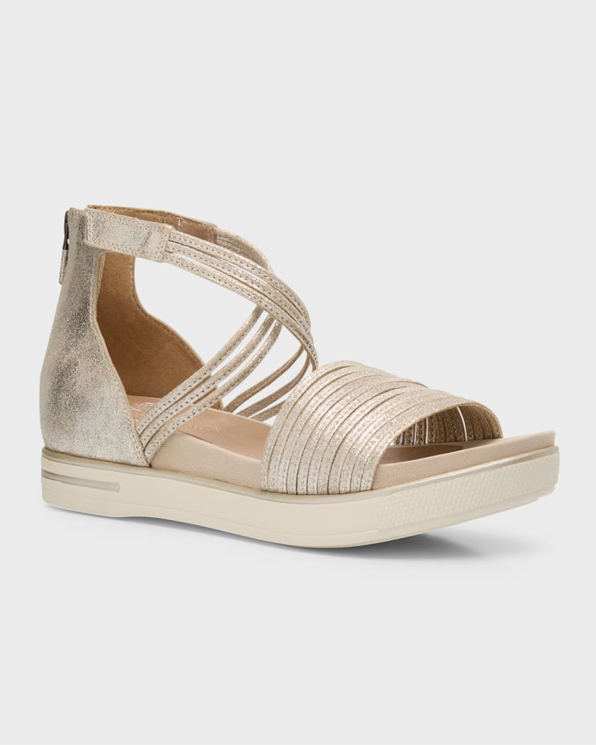 Eileen Fisher Shea Metallic Crisscross Comfort Sandals Neiman Marcus