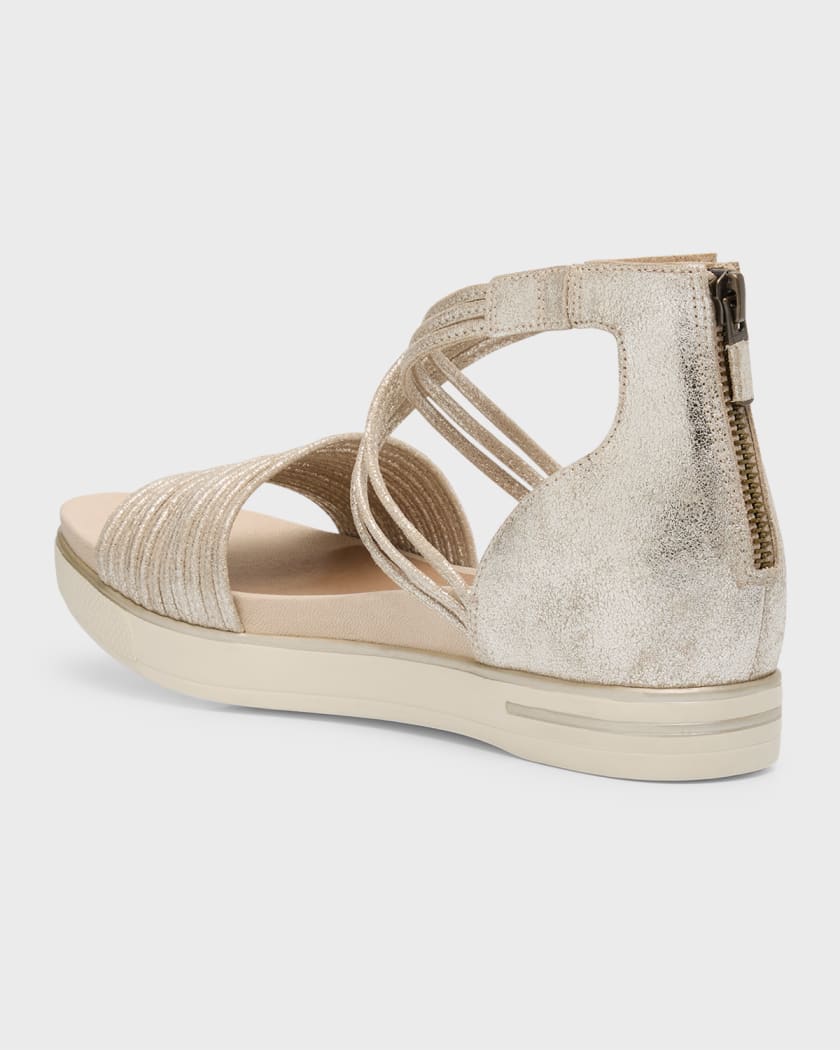 Eileen Fisher Shea Metallic Crisscross Comfort Sandals Neiman Marcus
