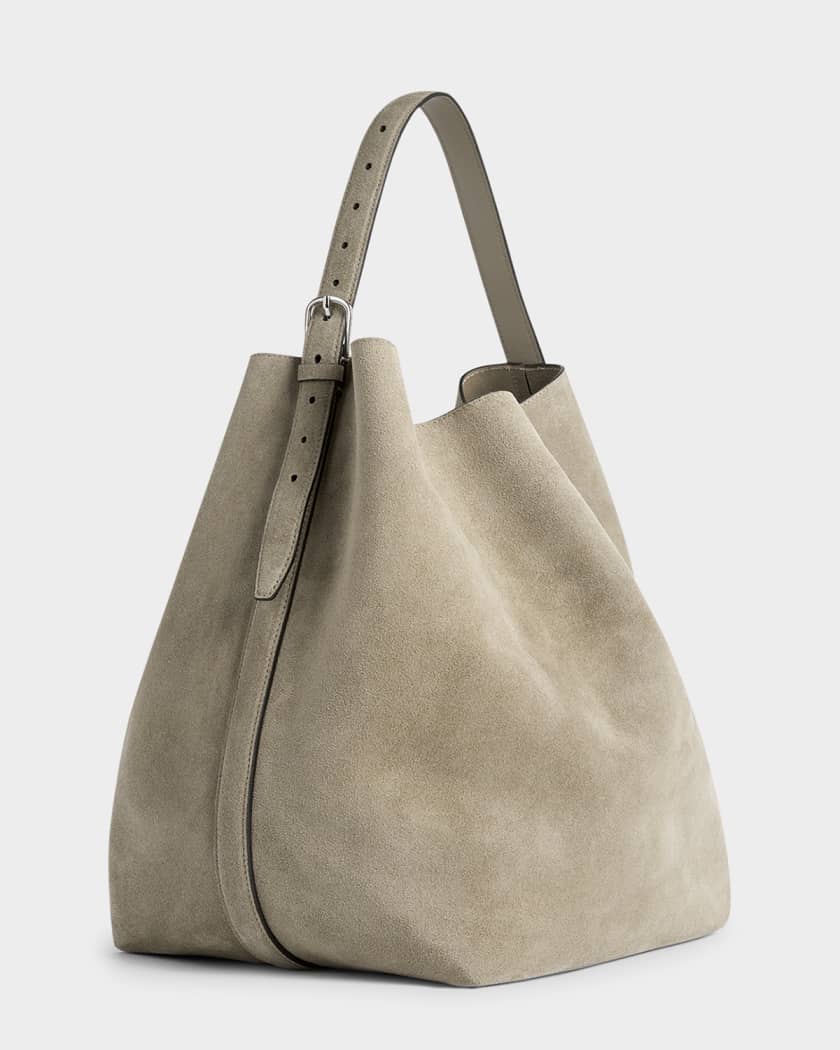 Large Belted Suede Tote Bag