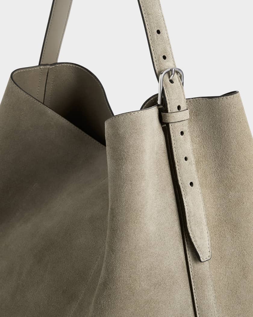 Large Belted Suede Tote Bag