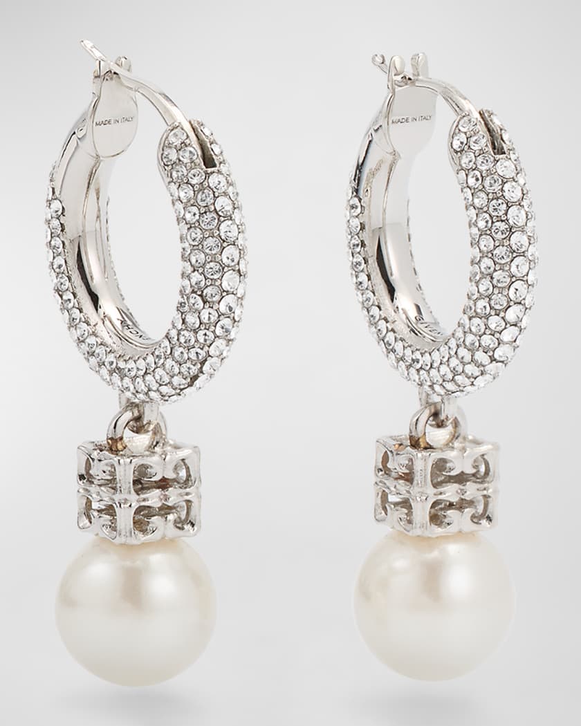 Givenchy Pearl and Crystal Small Hoop Earrings