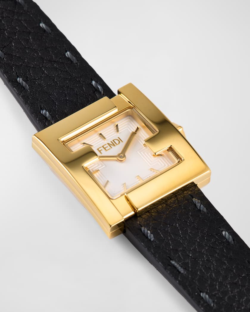 Fendi Square Face Leather Strap Watch