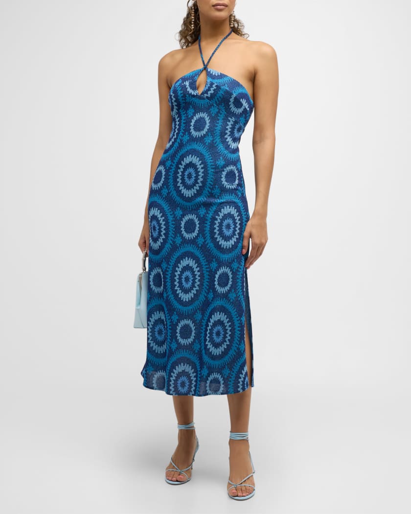 Aya Medallion Knit Midi Slip Dress 