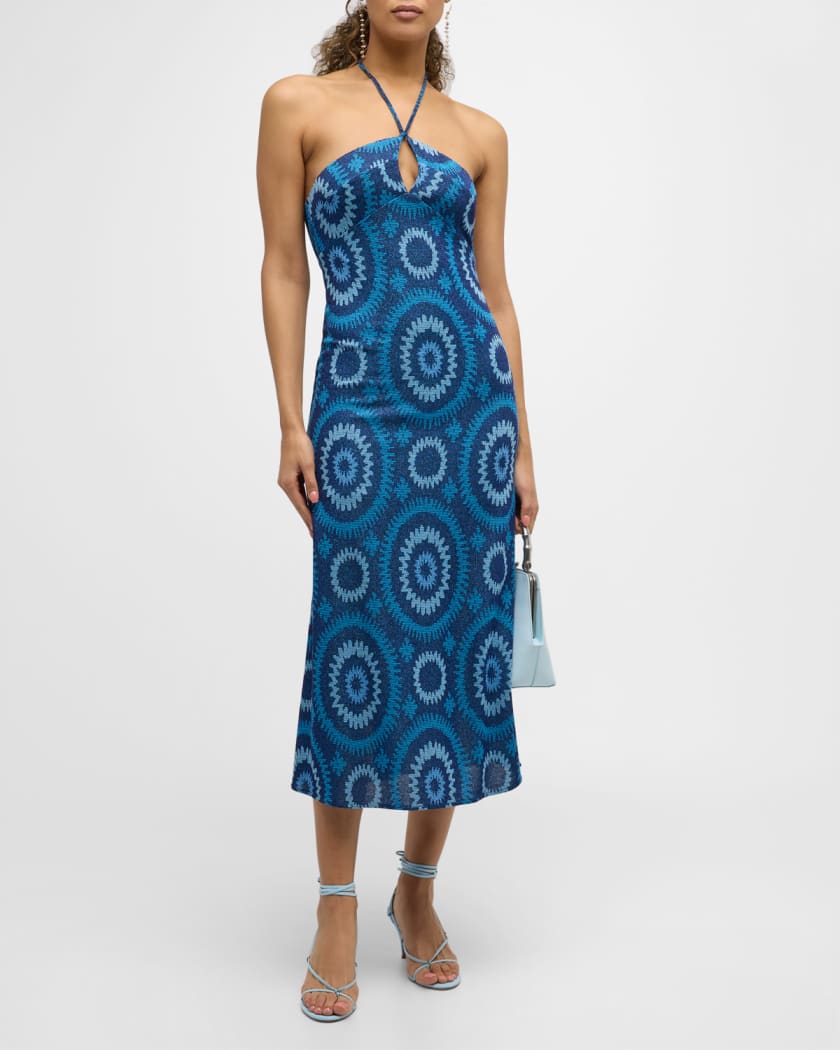 Aya Medallion Knit Midi Slip Dress 