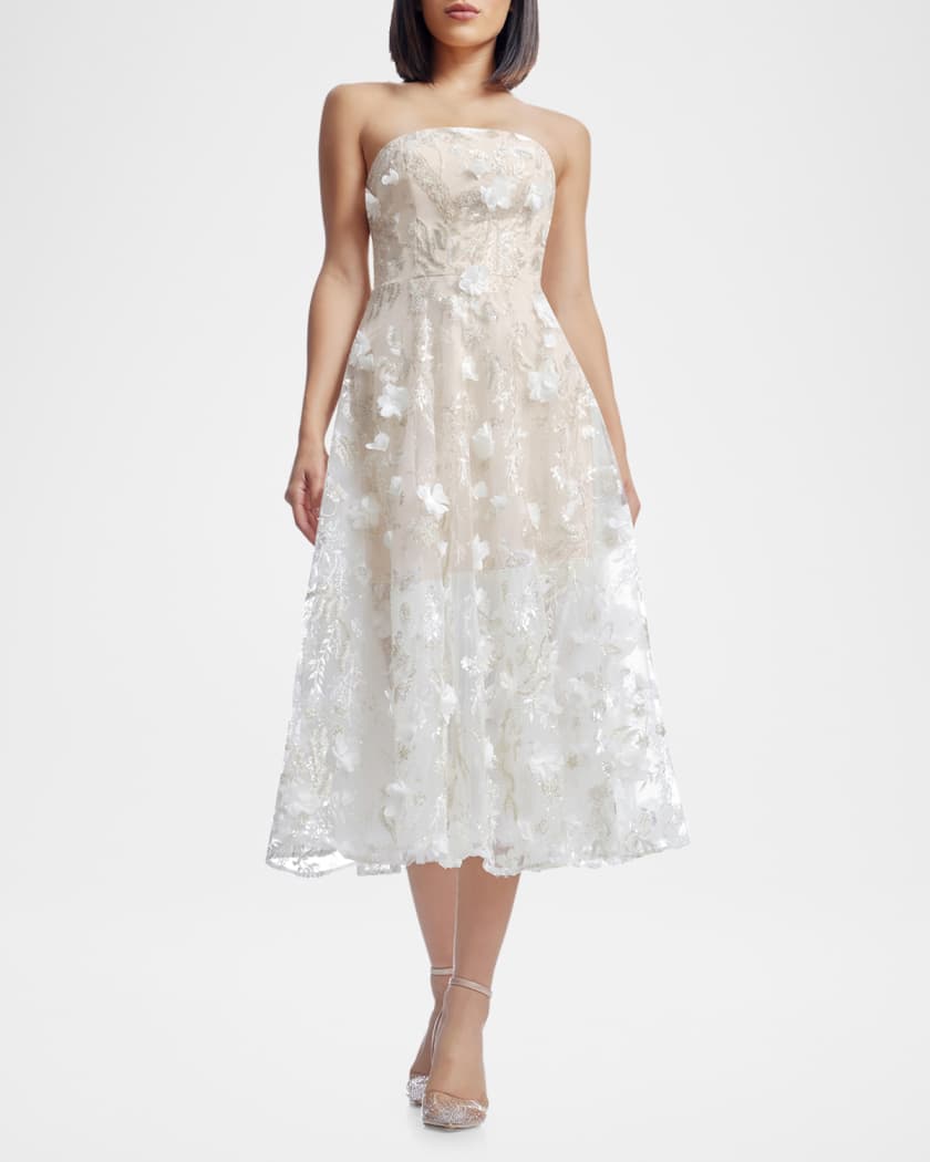 Kailyn Beaded Floral-Embroidered Midi Dress