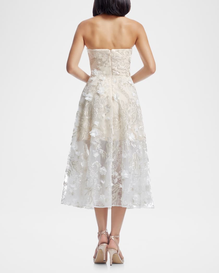 Kailyn Beaded Floral-Embroidered Midi Dress
