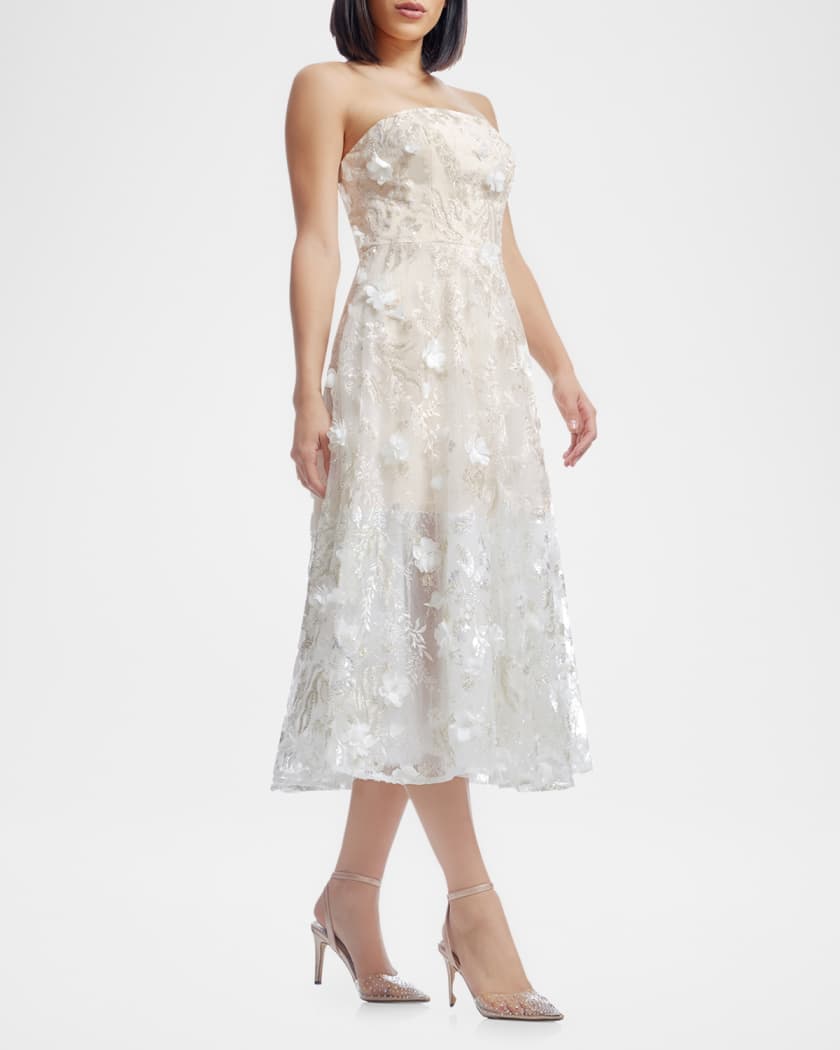 Kailyn Beaded Floral-Embroidered Midi Dress