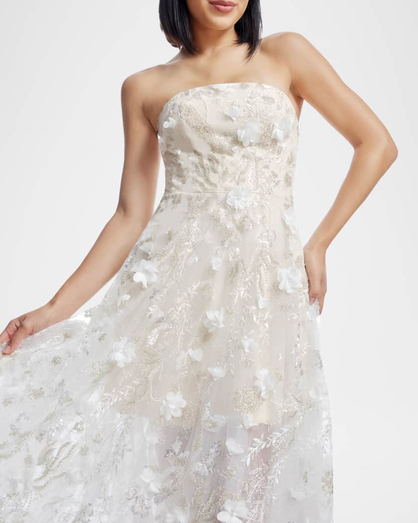 Kailyn Beaded Floral-Embroidered Midi Dress