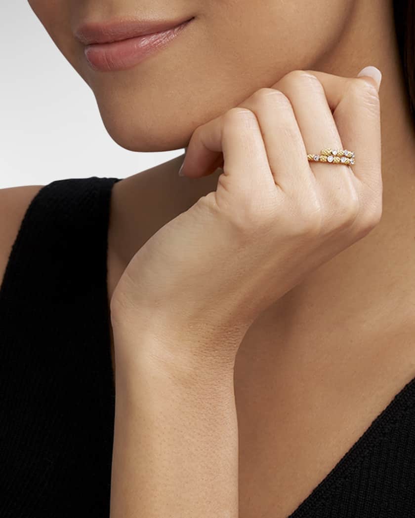 LAGOS 18K Signature Caviar Diamond Superfine Bypass Band Ring