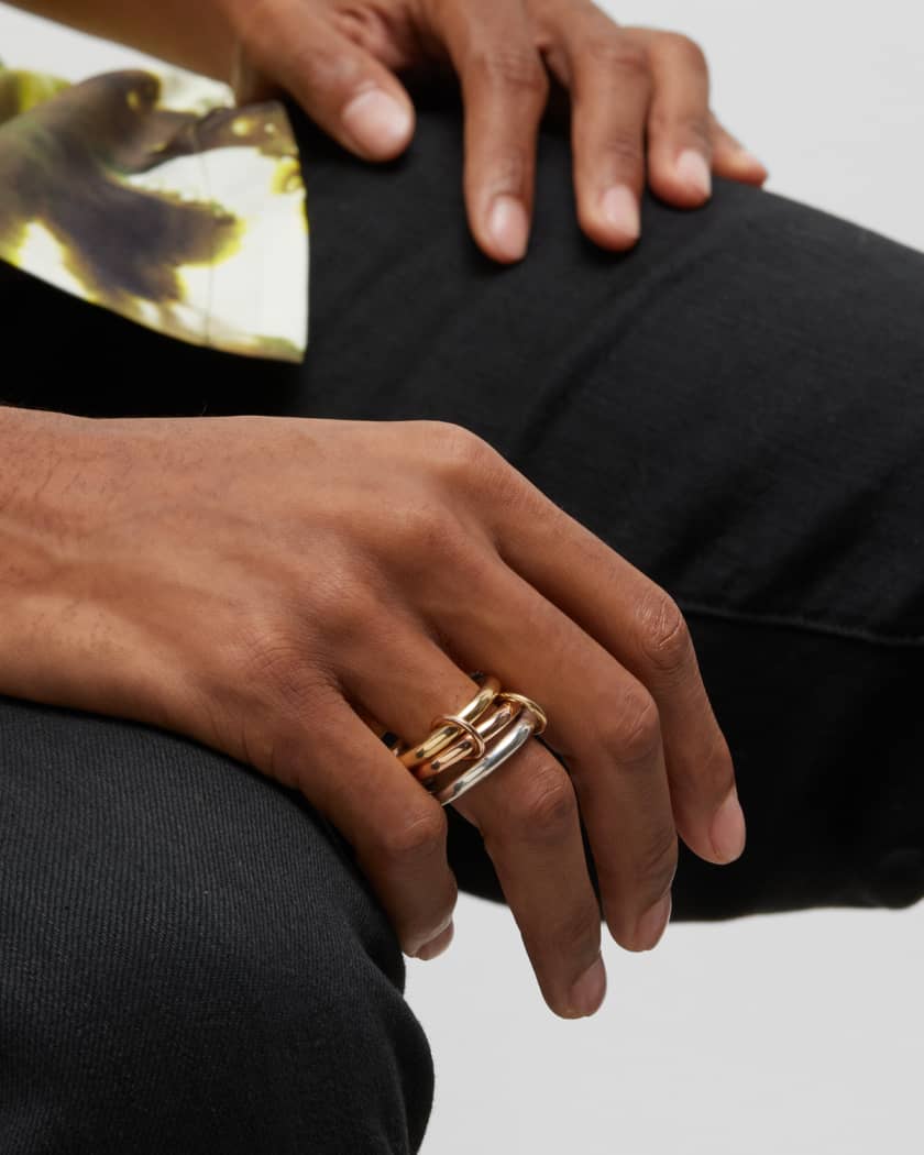 Men's Mercury MX 3-Link Ring in Sterling Silver and Two-Tone Gold, Size 11