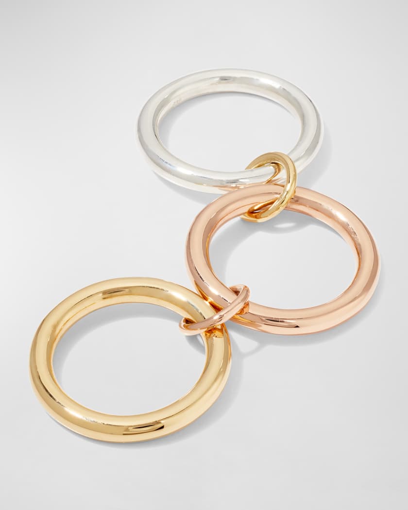 Men's Mercury MX 3-Link Ring in Sterling Silver and Two-Tone Gold, Size 11
