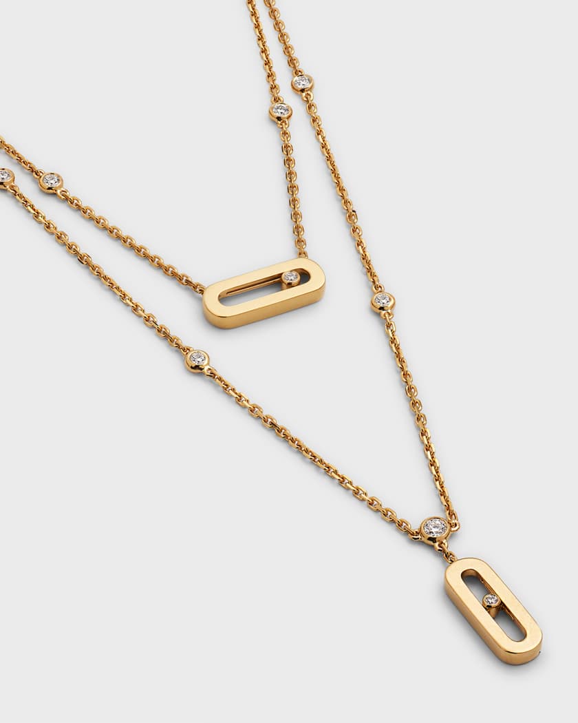 Move Uno 18K Yellow Gold 2-Row Diamond Necklace