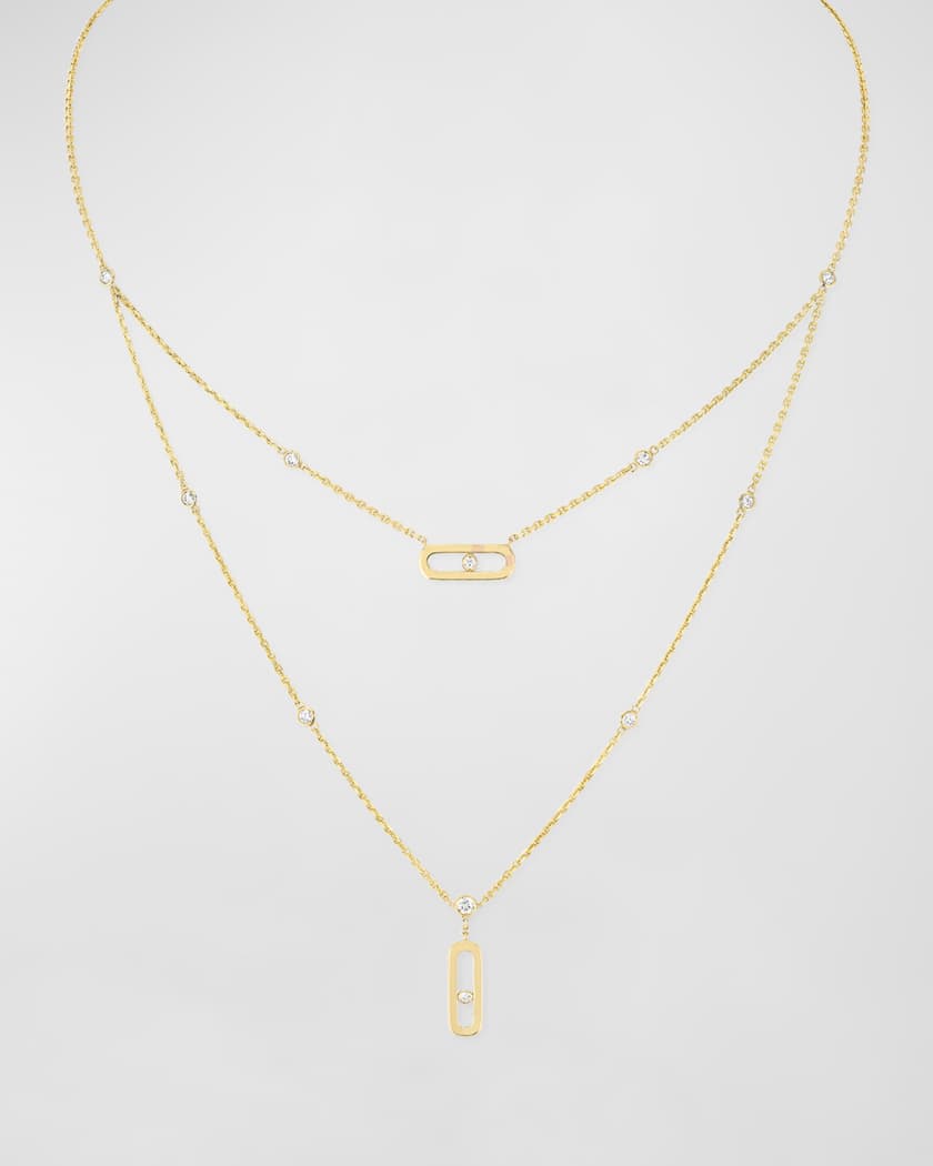 Move Uno 18K Yellow Gold 2-Row Diamond Necklace