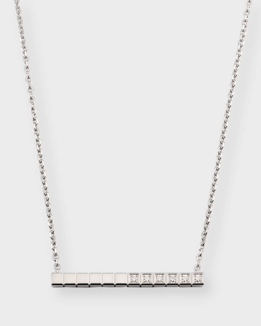 18K White Gold Diamond Bar Necklace