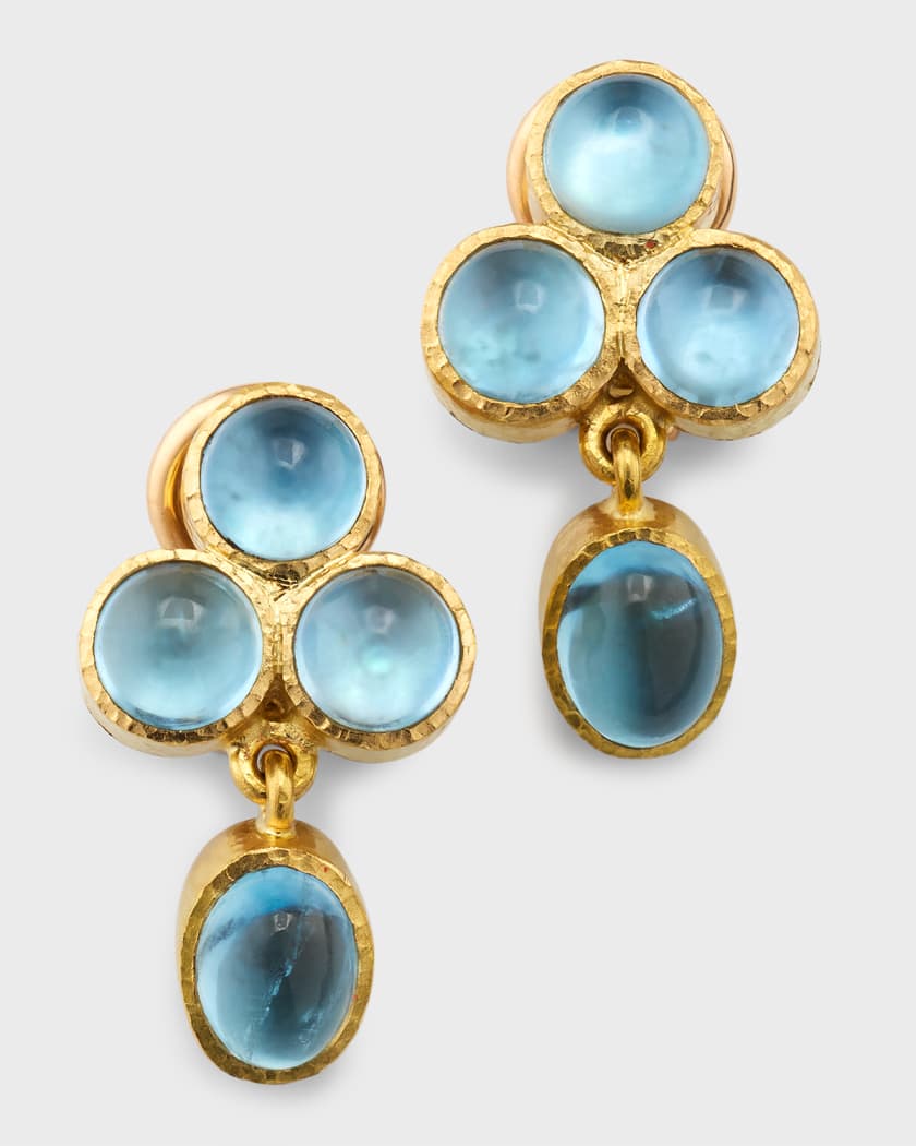 Elizabeth Locke 19K Aquamarine Cabochon Drop Earrings Neiman Marcus