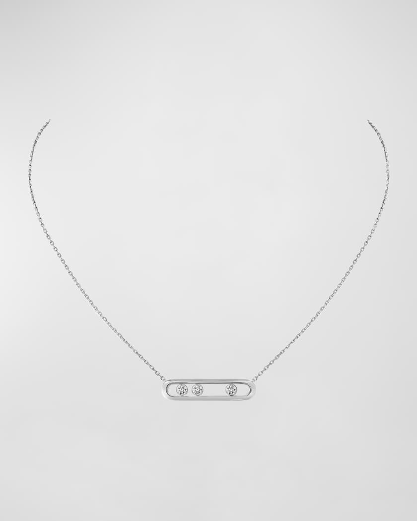 18K White Gold Diamond Bar Necklace