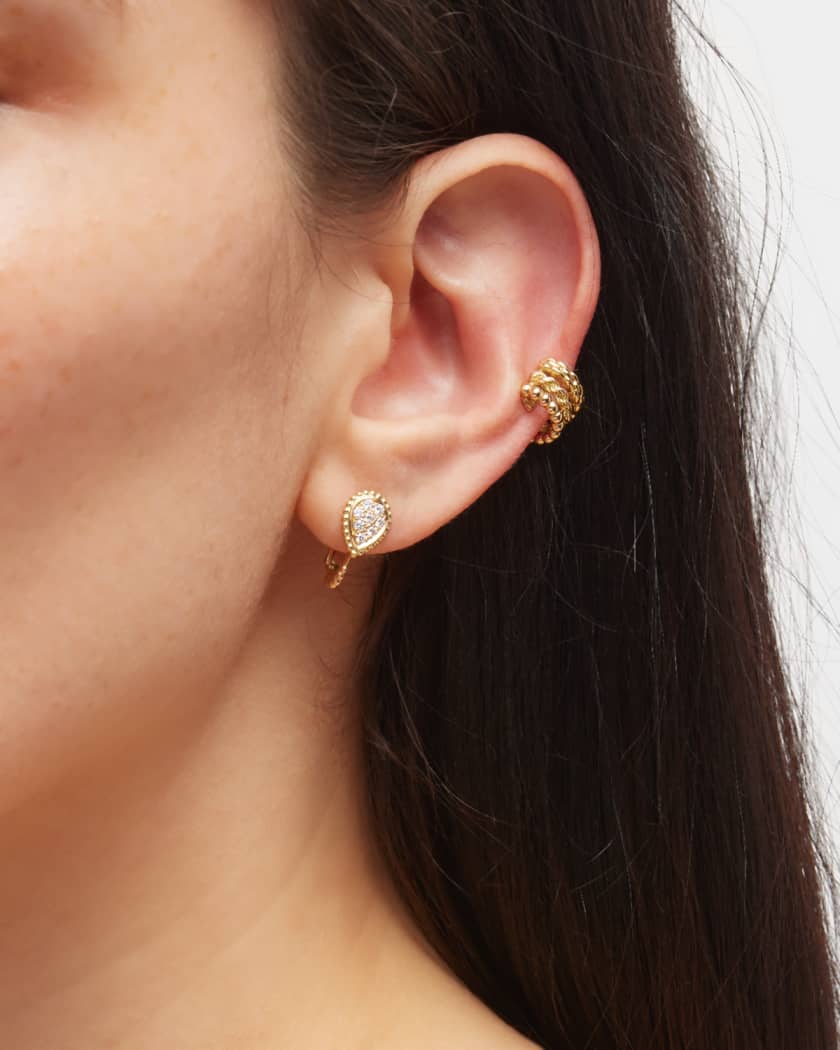 18K Yellow Gold Serpent Boheme Extra Small Asymmetric Diamond Earrings