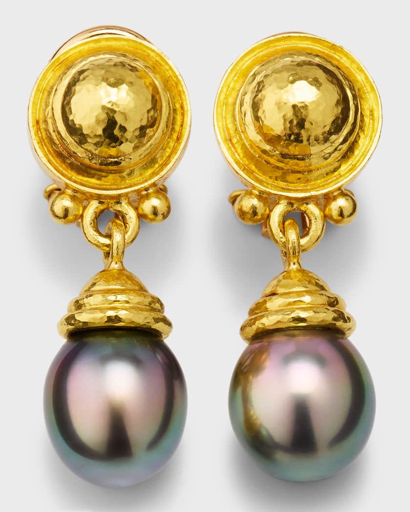 Elizabeth Locke 19K Athenian Bezel and Pearl Earrings Neiman Marcus