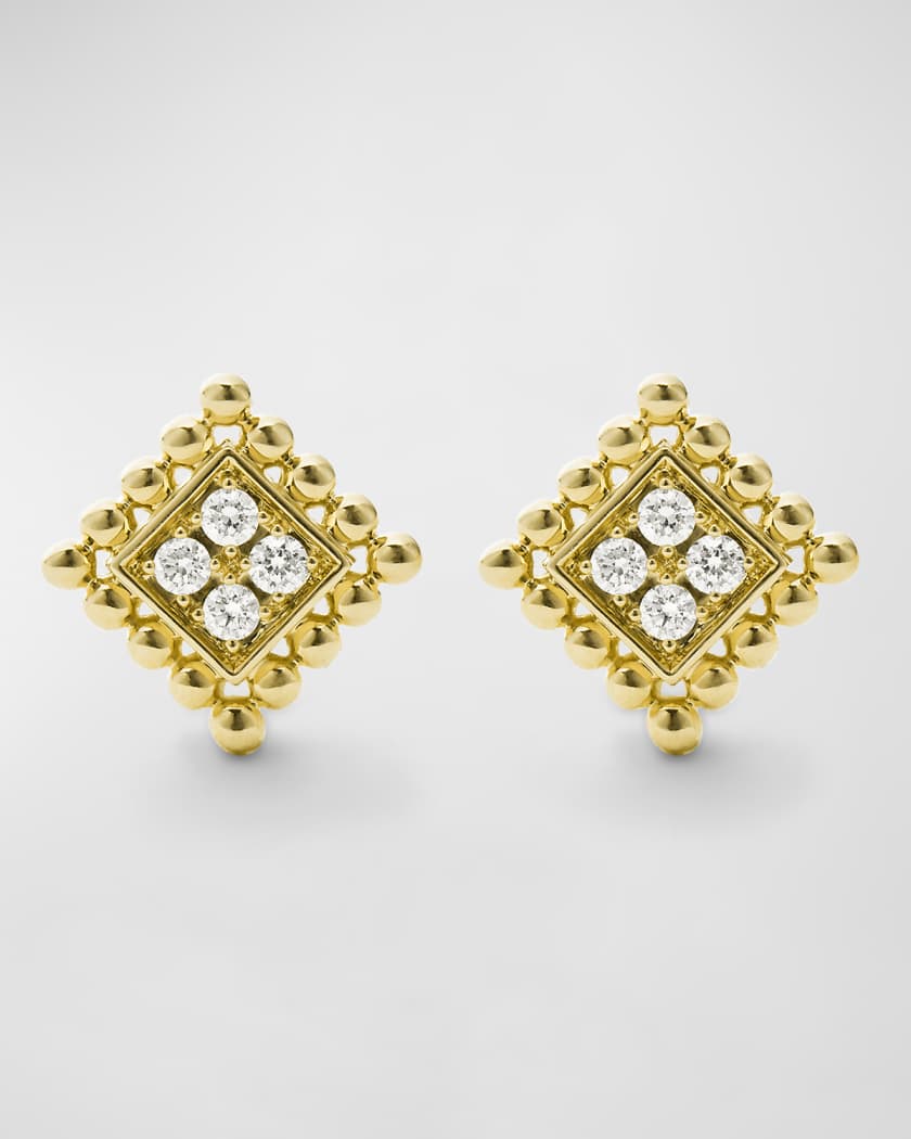 LAGOS Covet 18K Gold 11mm Pave Diamond Stud Earrings Neiman Marcus