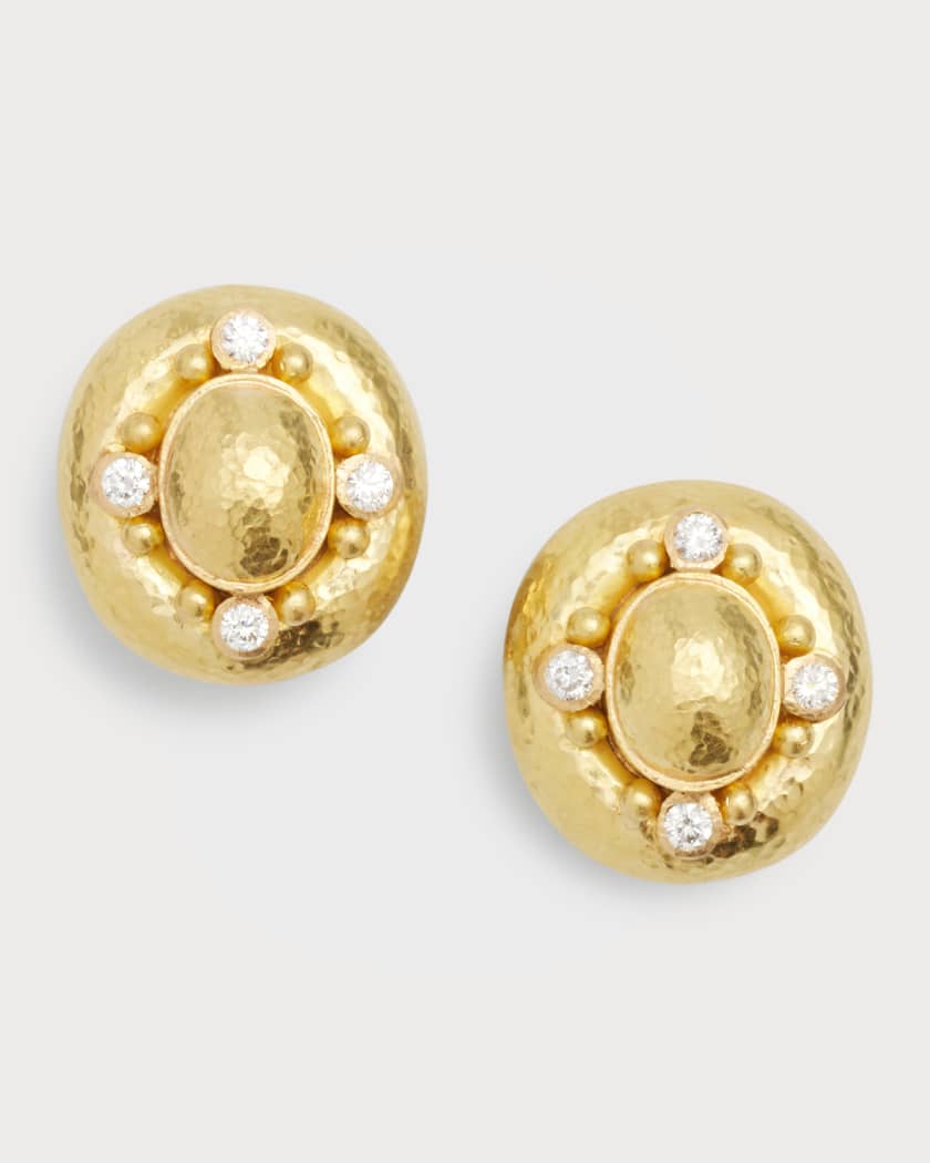 Elizabeth Locke 19K Vertical Oval Dome Earrings with 2.5mm