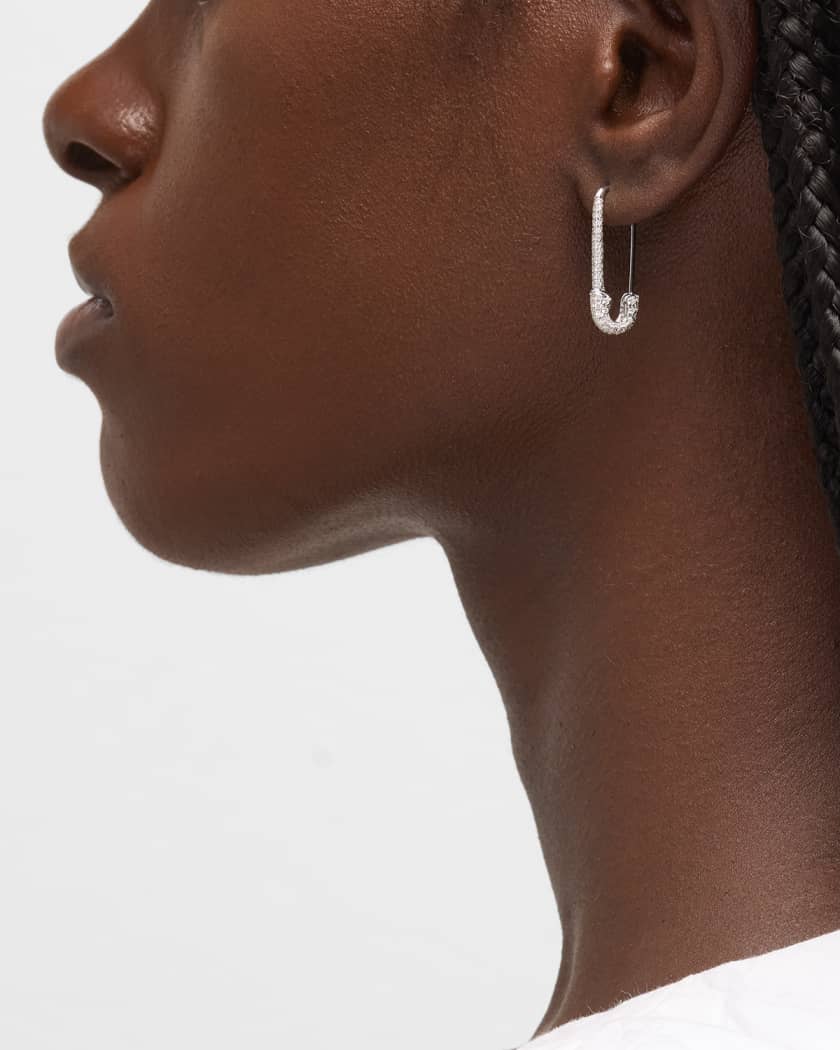 Safety pin earrings white gold online