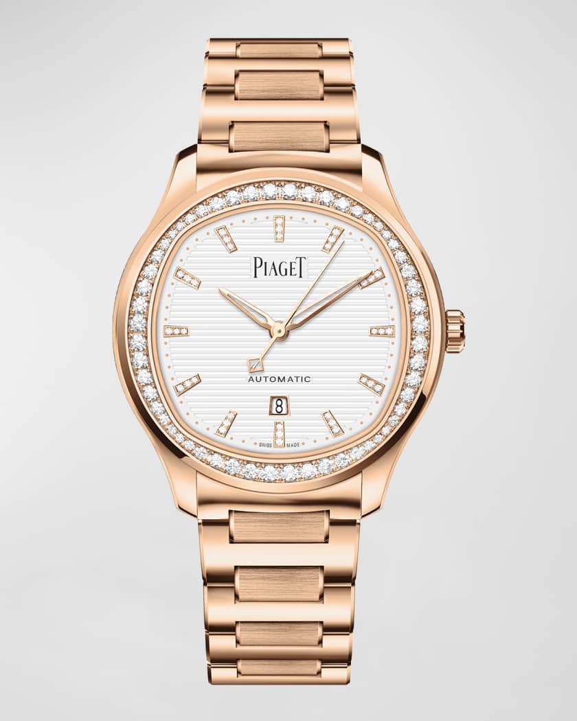 PIAGET Polo 36mm 18K Rose Gold Diamond Bracelet Watch | Neiman Marcus