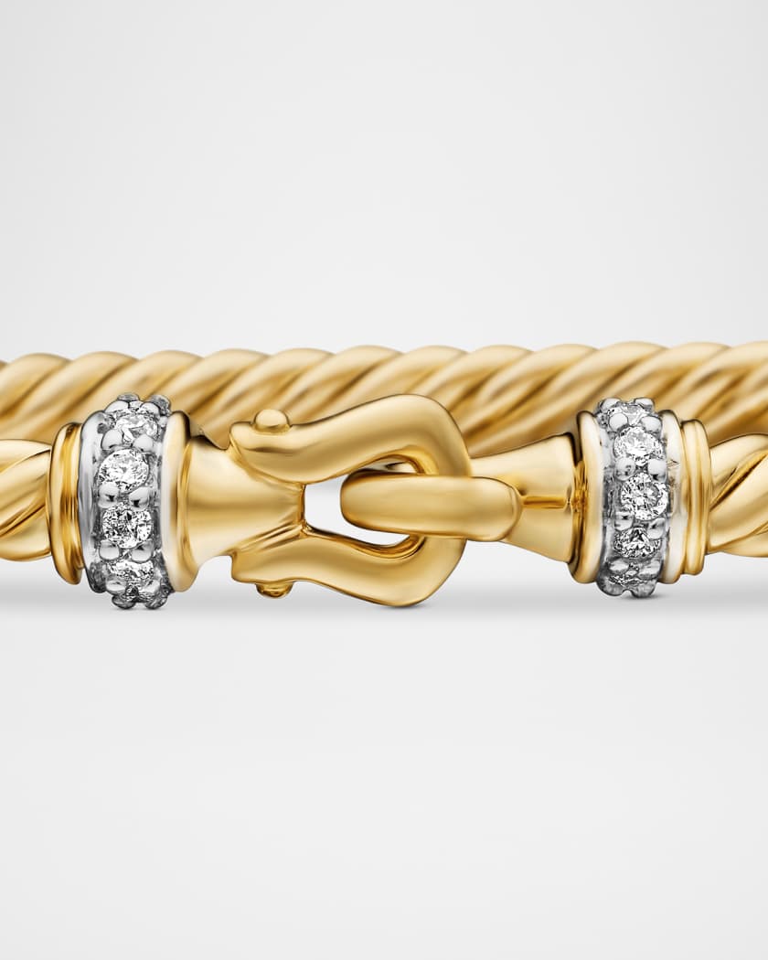 Cable Buckle Bracelet with Diamonds and 18K Gold, 2.6mm