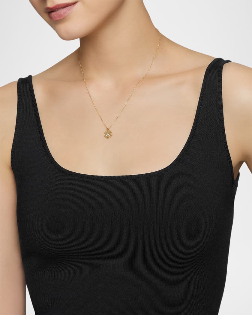 Cable Collectibles Initial U Pendant Necklace with Diamonds in 18K Gold, 10mm, 16-18"L