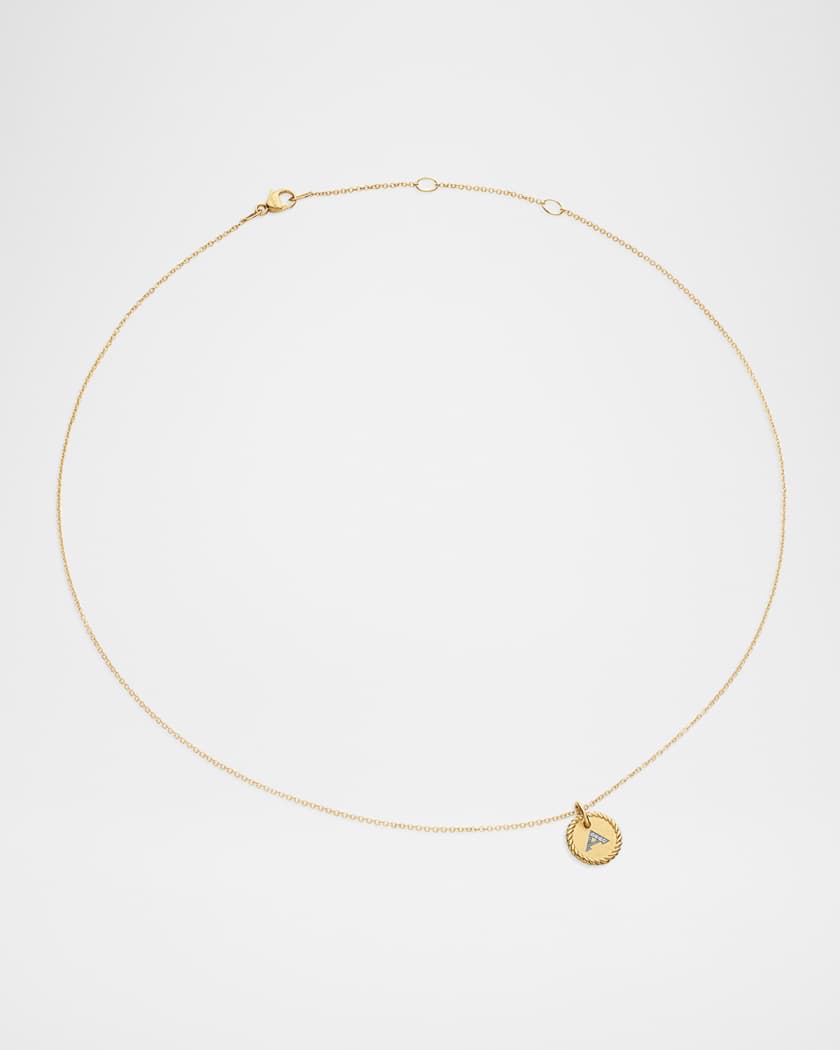 Cable Collectibles Initial U Pendant Necklace with Diamonds in 18K Gold, 10mm, 16-18"L