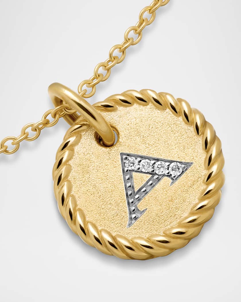 Cable Collectibles Initial U Pendant Necklace with Diamonds in 18K Gold, 10mm, 16-18"L